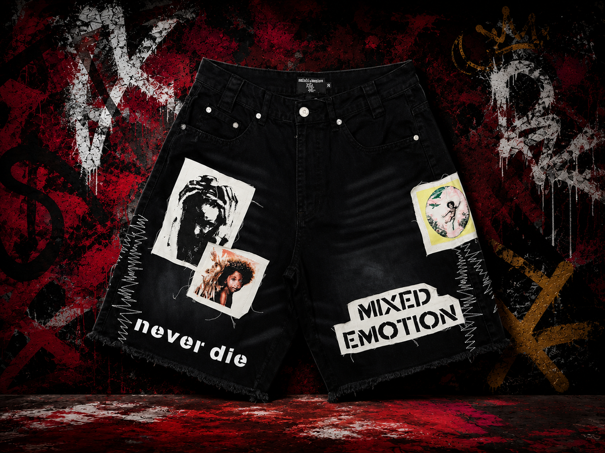 Mixed Emotion Patchwork Shorts