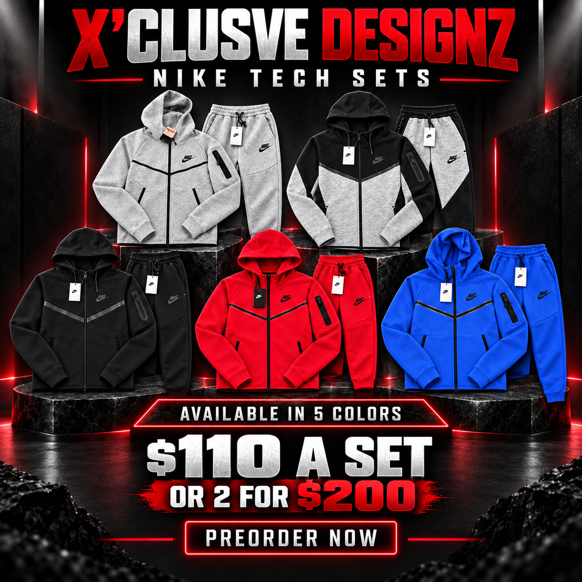 X'Clusve Designz Tech Jogger Sets